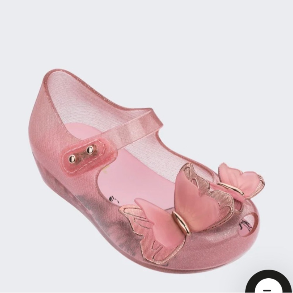 Mini Melissa ultragirl fly III BUTTERFLY PINK glitter size 5
